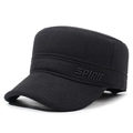 Gorra militar de invierno para hombre en negro con bordado SPIRIT 3D y orejeras térmicas - Ajustable / Negro