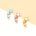 Trois boucles d'oreilles étoiles en argent, or rose et or avec zircons étincelants - 7# Étoile Filante
