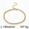 Bracciale a catena con sfere cave in oro e acciaio al titanio con chiusura a moschettone - 190x4mm / Oro