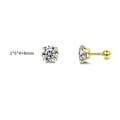 Gold screw-back ear stud with clear round cubic zirconia in 1*6*4+4mm dimensions - 4mm / Gold