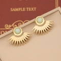 Detailed close-up of sunburst stud earrings featuring a green stone in a gold setting - Light Green Fan Style(8#)