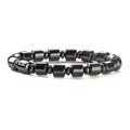 Bracciale in ematite nera lucida con perle cilindriche e a forma di disco lucenti - Perlina in Osso di Ematite + Distanziatore