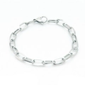 Polished silver stainless steel paperclip chain bracelet with a secure lobster clasp - Steel / 17cm