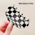Glossy black and white checkerboard hair claw clip measuring 7.5cm in length - Semicircle 3 Style (0312)