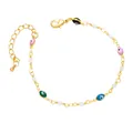 Pulsera bohemia dorada con cuentas de ojo turco de colores y detalles de flores - Estilo D-Multi Ojo Cuenta Blanca Ojo Turco