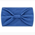Elastic solid blue yoga headband with stylish knot detail for women sports wear - Blue
