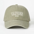 Detailed texture of washed khaki cotton baseball cap with white California embroidery - Adjustable / Light Khaki