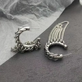 Silberne klobige Gliederkette und lange Fransenquaste asymmetrische Ohrringe im Punk-Stil - Silber Asymmetrische Quaste / Silber