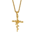 18K gold plated stainless steel twisted chain necklace with cross floral pendant - February / Gold