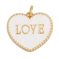 Golden heart pendant with white enamel inlay and embossed LOVE text detail - White-Heart Love