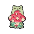Süße Emaille-Anstecknadel mit Frosch auf rotem Pilz für Kleidung und Taschen - Xz9615