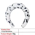 Plush dalmatian spotted sponge headband with a high crown design for skincare - 1- Flannel Gray And White Leopard Print Headband