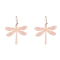 Elegant rose gold dragonfly drop earrings featuring delicate hollow mesh wings for women - Rose Gold Plated