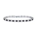 Detail of silver tennis bracelet with alternating black and white round-cut cubic zirconia - 17cm / White Gold + White Black