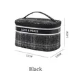 Portable black tweed hanging toiletry bag with Love & Peace logo and handle - Black (Tweed Style)