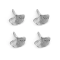 Set de cuatro colgantes de hoja de ginkgo de acero inoxidable plateado con detalles - 0.7g / Color Acero