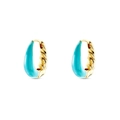 S925 Sterling Silber U-förmige Croissant-Ohrringe mit blauem Emaille und Gold-Twist-Design - Gold & Türkisblau