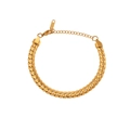 Klassisches 18K vergoldetes Panzerarmband mit Karabinerverschluss und Verlängerungskette - Spitzen-Cuban-Kette Gold / 16+5