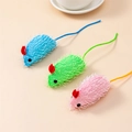 Trois souris en peluche pour chats en bleu, vert et rose avec des détails de tissage - Ensemble de 3 Souris Bonbon