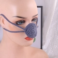 Handmade crochet grey nose warmer mask with adjustable ties for costume party props - 5CM Diameter / Iron Grey