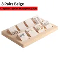Bamboo wood 8-slot jewelry display tray for earrings in natural and beige finish - 8 Slots - Beige