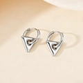 Minimalist silver titanium steel hoop earrings with triangular pendants for women - Triangle Shape / Steel
