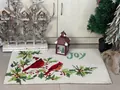 Detail of Christmas cardinal rug with soft faux cashmere texture and Joy lettering - Christmas Faux Cashmere Rug - 6 / 50*80cm【Skin-friendly Velvet】