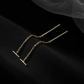 Minimalistische goldene Durchziehohrringe mit glattem Metallstab-Design für Damen - Gold