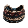 Böhmisches breites Stretch-Stirnband mit rot-schwarzem Chevron-Muster für Damen - Schwarz Rot Braun Boho Zickzack(#107)