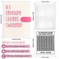 Creamy white A5 PU leather 100 envelope savings challenge binder with accessories - A5 Rose Red PU Leather Contrast (25 Sheets + Tracker)