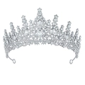 Tiara da sposa in argento con strass neri e cristalli per feste di matrimonio - Argento Strass Bianco