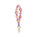 Handmade woven daisy flower phone strap in purple, white and orange with gold metal clasp - Type B Nude Pink + Light Purple + White