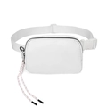 White waterproof sports fanny pack with a decorative pink woven paracord accent - White