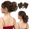 Extension de chignon ébouriffé marron foncé avec peigne pour un volume naturel - Brun Moyen