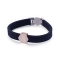 Schwarzes Silikonarmband mit rotgoldenen Sechskant-Details und Edelstahl-Druckverschluss - Roségold Weiß (KB105590-K)
