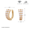 Detailed view of gold plated 925 silver trapezoid earrings with 5A cubic zirconia - 925 Silver / 925 Silver Yellow Gold Plated