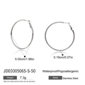 Waterproof silver stainless steel 50mm hoop earrings with hypoallergenic features - 50mm / Silver