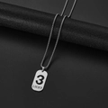 Detailweergave van zilveren roestvrijstalen dog tag ketting met Lucky nummer 3 gravure - Cijfer 3