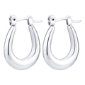 Minimalist silver U-shaped oval hoop earrings in polished stainless steel finish - U-Shaped Steel Color