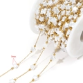 7mm gold star beaded chain with cream white pentagram beads for DIY jewelry making - 7mm Wide Irregular Star Pearl