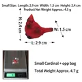 Miniature resin cardinal bird ornament in bright red color measuring 2.9cm by 2.4cm - Small