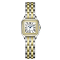 Montre femme carrée à quartz avec bracelet acier bicolore et lunette en diamants - Boîtier Bicolore Cadran Blanc