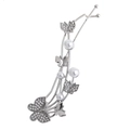 Silver meteor butterfly hair clip with rhinestones and pearls for women hair accessories - Silver