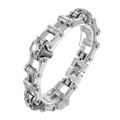 Mens 16mm stainless steel bike chain bracelet with skull charm in silver finish - Pure Silver Skull Style (KB134533-KFC)