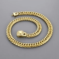 Cadena cubana dorada de 11mm estilo hip hop con hebilla de lujo engastada con diamantes - Cierre de Diamantes de Imitación (Pulsera 21cm) / Dorado