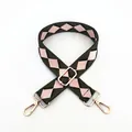 Ethnic style adjustable nylon shoulder strap with green and pink diamond pattern - A10 Pattern - Gunmetal Buckle