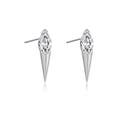 S925 silver stud earrings featuring marquise cut zircon in a geometric spike design - 925 Silver / Platinum White Stone