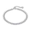 Elegante pulsera de hoja de trigo en acero inoxidable plateado con cierre de langosta ajustable - Color Acero