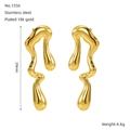 Unregelmäßige Wassertropfen-Ohrringe aus 18K vergoldetem Edelstahl, 39mm Länge - Edelstahl 18K Vergoldet / Goldener Fluid-Stil (ZE1556G)