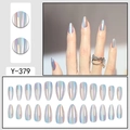 Holographic aurora cat eye press-on nails set Y-379 with 24 pieces for manicures - Laser Holographic Shiny (Y-379)